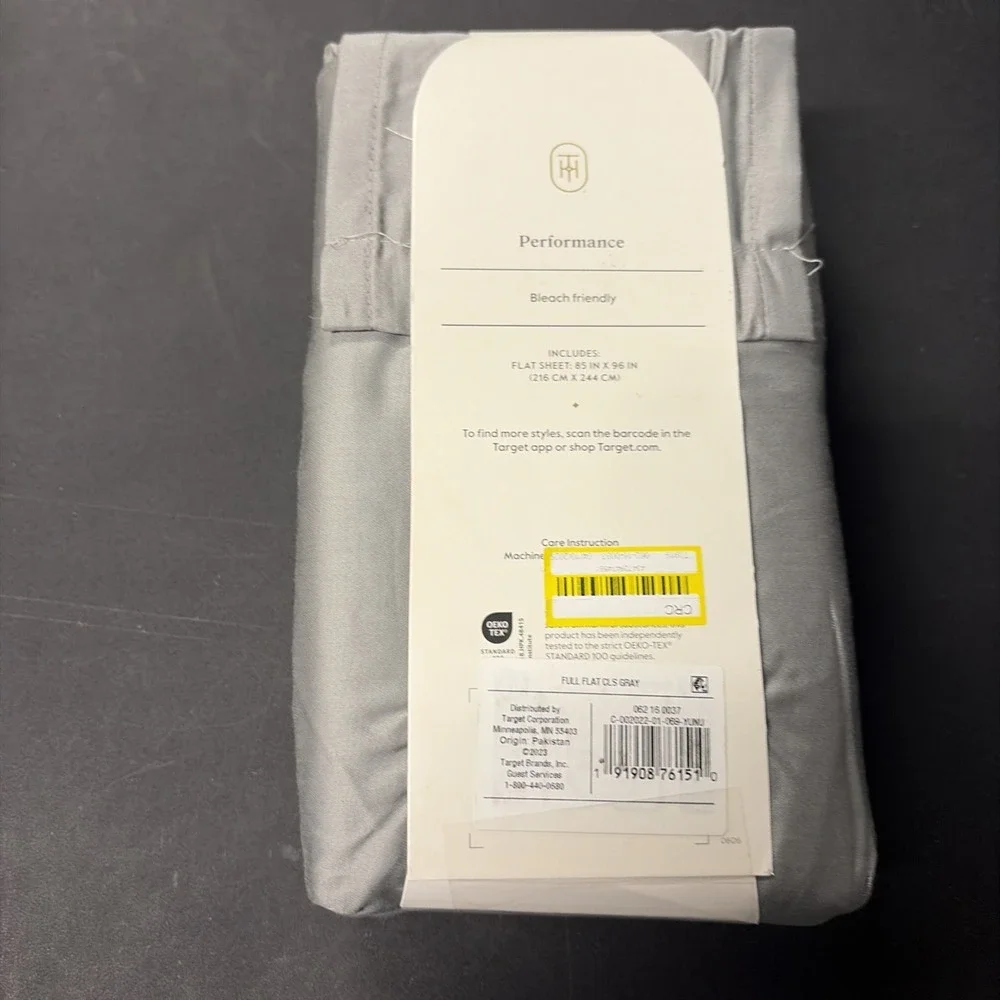 Full 400 Thread Count Performance Flat Sheet Gray - Threshold: Cotton 20525